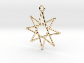 Spirograph Star Pendant, 8 Points in 14K Yellow Gold