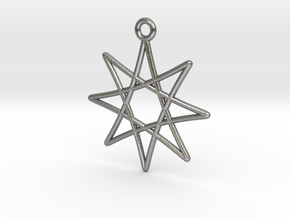 Spirograph Star Pendant, 8 Points in Natural Silver