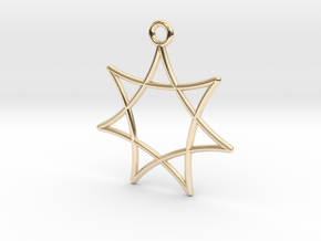 Spirograph Star Pendant, 7 Points in 14K Yellow Gold
