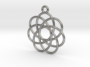 Spirograph Flower Pendant, 7 Petals in Natural Silver