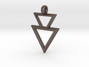 Geometric Double Triangle Pendant in Polished Bronzed-Silver Steel