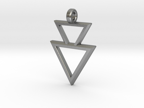 Geometric Double Triangle Pendant in Natural Silver