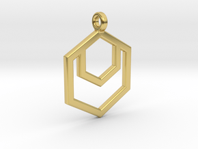 Geometric Hexagon Pendant in Polished Brass