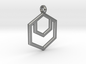 Geometric Hexagon Pendant in Natural Silver
