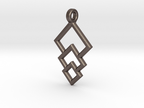 Geometric Triple Square Pendant in Polished Bronzed-Silver Steel