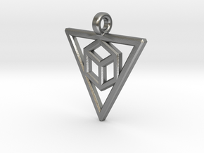 Geometric Triangle Pendant in Natural Silver