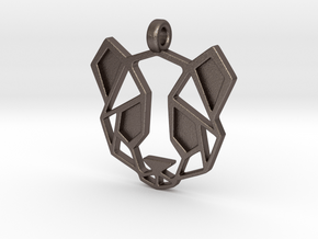 Geometric Panda Pendant in Polished Bronzed-Silver Steel