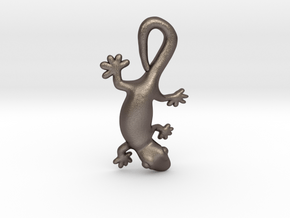 Cute Gecko Pendant in Polished Bronzed-Silver Steel