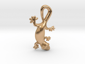Cute Gecko Pendant in Polished Bronze