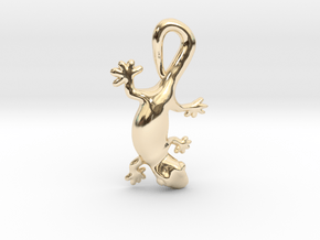 Cute Gecko Pendant in 14k Gold Plated Brass