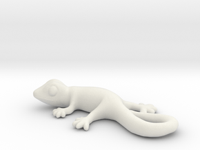 Cute Gecko Keychain in White Natural Versatile Plastic