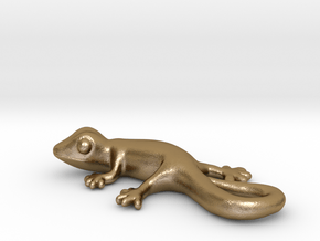 Cute Gecko Keychain in Polished Gold Steel
