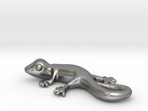 Cute Gecko Keychain in Natural Silver