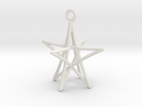 Star Ornament, 5 Points in White Natural Versatile Plastic