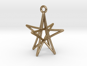 Star Ornament, 5 Points in Polished Gold Steel