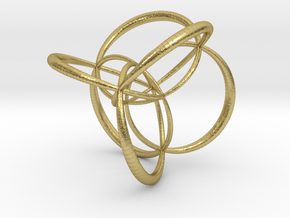 16-cell, stereographic projection 2, thick edges in Natural Brass