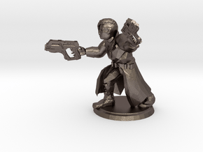 Cyberpunk Gunslinger (28mm Scale Miniature) in Polished Bronzed-Silver Steel