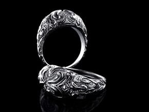Sculpted Dome ring "Domus" in Antique Silver