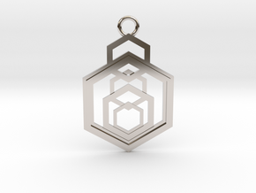 Geometrical pendant no.9 in Rhodium Plated Brass: Medium