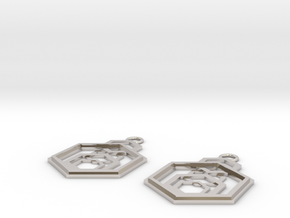 Geometrical earrings no.9 in Rhodium Plated Brass: Small
