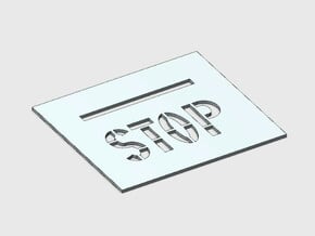 Stop on Pavement Template in White Natural Versatile Plastic: 1:87 - HO
