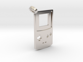 Gameboy Color Styled Pendant in Rhodium Plated Brass