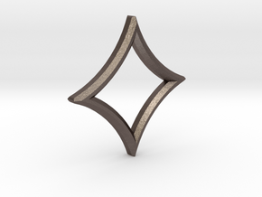 Square Star Pendant in Polished Bronzed-Silver Steel