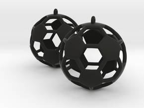 Pair of Soccer Ball Earrings in Black Premium Versatile Plastic