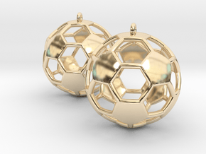 Pair of Soccer Ball Earrings in 14k Gold Plated Brass