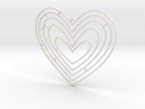 Heart MAZE in White Natural Versatile Plastic