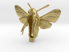 Hummingbird Hawk-Moth Pendant (hollow version) in Natural Brass