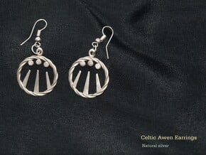 Celtic Awen Earrings in Natural Silver