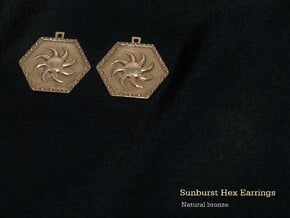 Sunburst Hex Earrings  in Natural Bronze