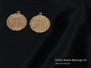 Celtic Awen Earrings v2 in Natural Bronze