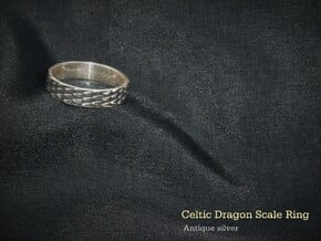 Celtic Dragon Scale Ring (Female version) in Antique Silver: 7.5 / 55.5
