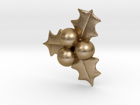 Hollyberry Christmas Pendant in Polished Gold Steel