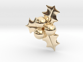 Hollyberry Christmas Pendant in 14k Gold Plated Brass
