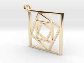 Geometric Squares Pendant in 14k Gold Plated Brass