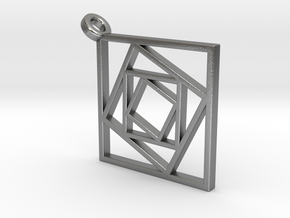 Geometric Squares Pendant in Natural Silver