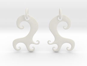 Wavy Earrings in White Natural Versatile Plastic