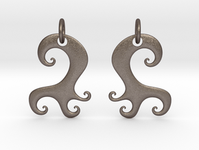 Wavy Earrings in Polished Bronzed-Silver Steel