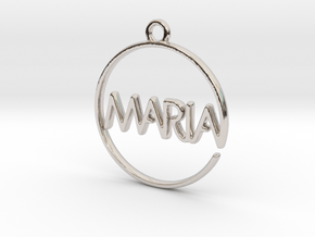 MARIA First Name Pendant in Rhodium Plated Brass