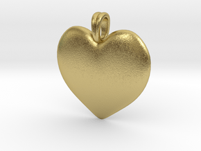 14K Gold Heart Necklace  in Natural Brass