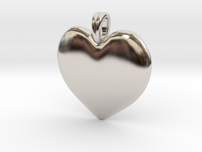 14K Gold Heart Necklace  in Rhodium Plated Brass