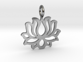 Lotus flower pendant in Fine Detail Polished Silver