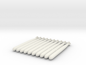 Torpedoes, 10 Small in White Natural Versatile Plastic