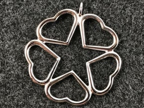 Hearts Hidden Pentacle pendant  in Rhodium Plated Brass