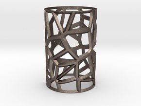 Voronoi Votive Shell  in Polished Bronzed-Silver Steel: Small