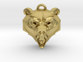 Bear Medallion (hollow version) medium in Natural Brass: Medium