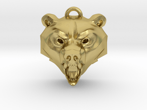 Bear Medallion (hollow version) large in Natural Brass: Large